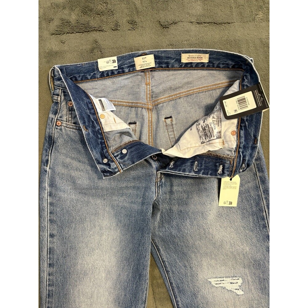 New Levi’s 501 ‘90s 27x30 Big E Selvedge Redline Jeans Denim Sashiko Repair NWT - Picture 10 of 10
